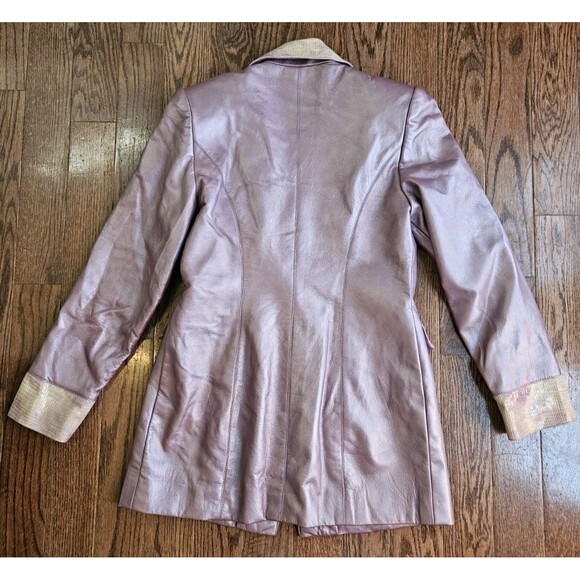 Max Nugus Haute Couture Ladies Pant Suit M/ 32" Metallic Purple Faux Snake Skin - Picture 3 of 16